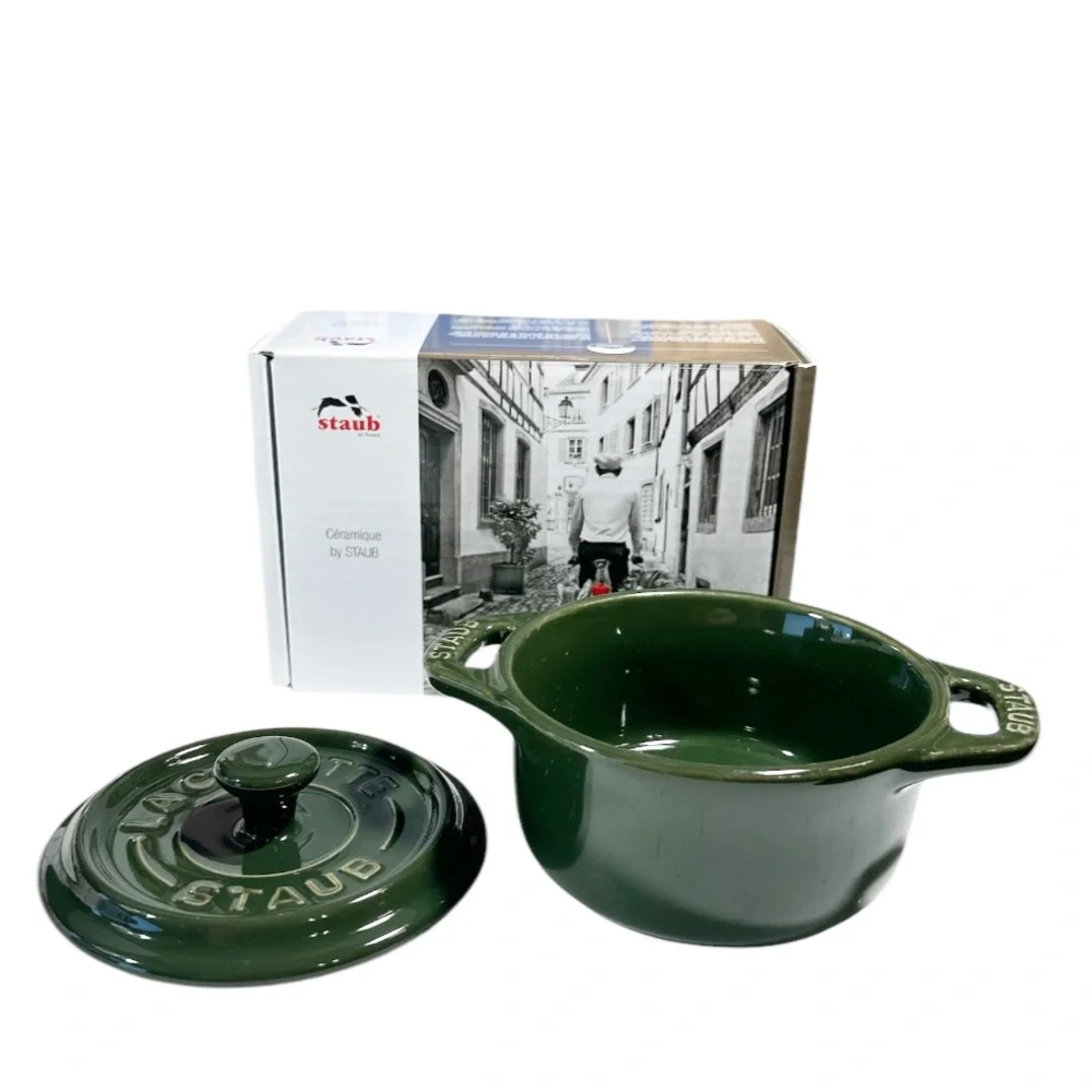 NEW VHTF Staub BASIL MINI ROUND CERAMIC COCOTTE 10cm